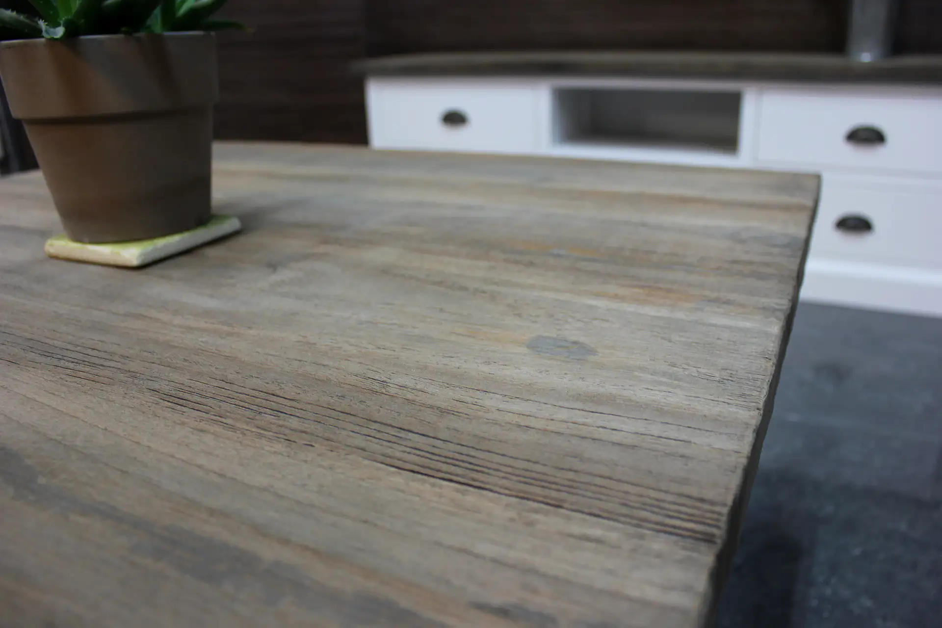 Kotak SX80-100L GW Teak | square white coffee table with teak Square white coffee table with teak in rustic style. Square coffee tables in signal white and rustic teak - TEAK2.