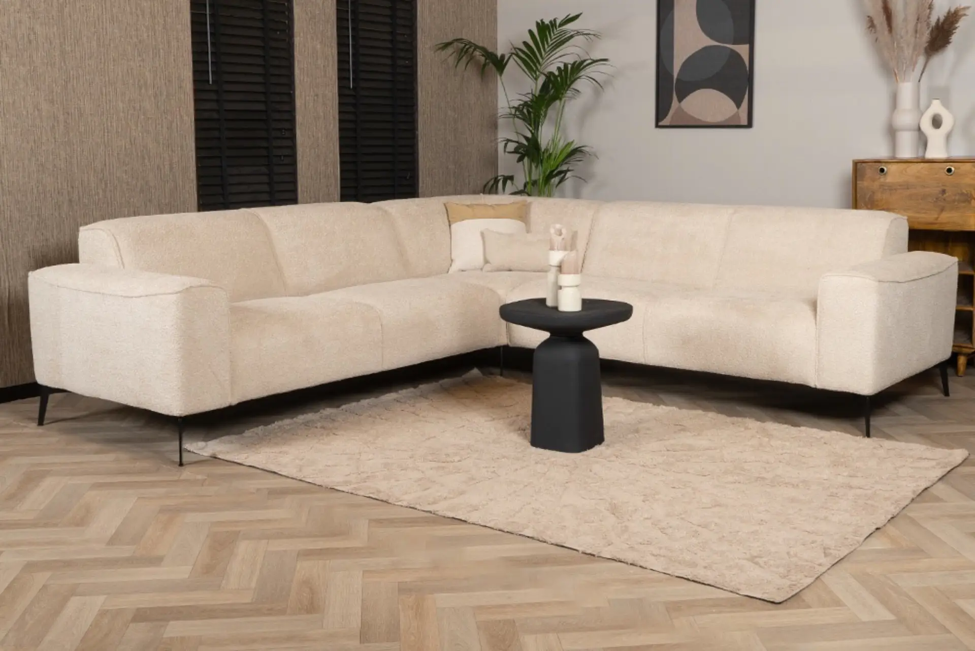Lentur 6Z BOU | Canapé d'angle moderne et confortable en bouclé Canapé d'angle en bouclé durable, moderne et confortable avec éléments et coussins ronds. Ensemble de canapés en bouclé, indice de Martindale élevé - TEAK2.