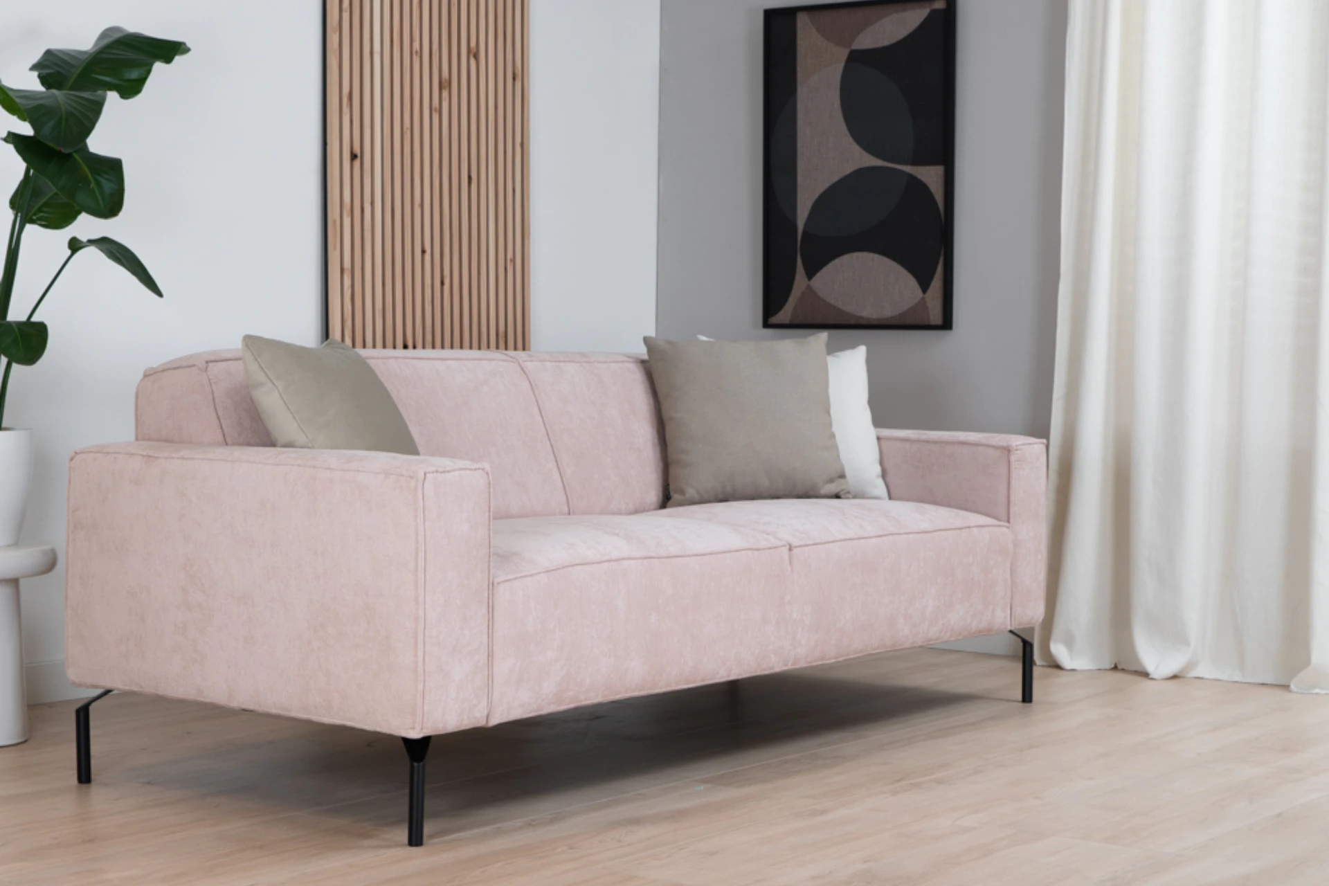 Luwes 3Z POL | modern sofa in recycled polyester with metal Sustainable, comfortable and modern sofa in recycled polyester with a black metal base. 3-seater designer sofa in mixed fabric - TEAK2.