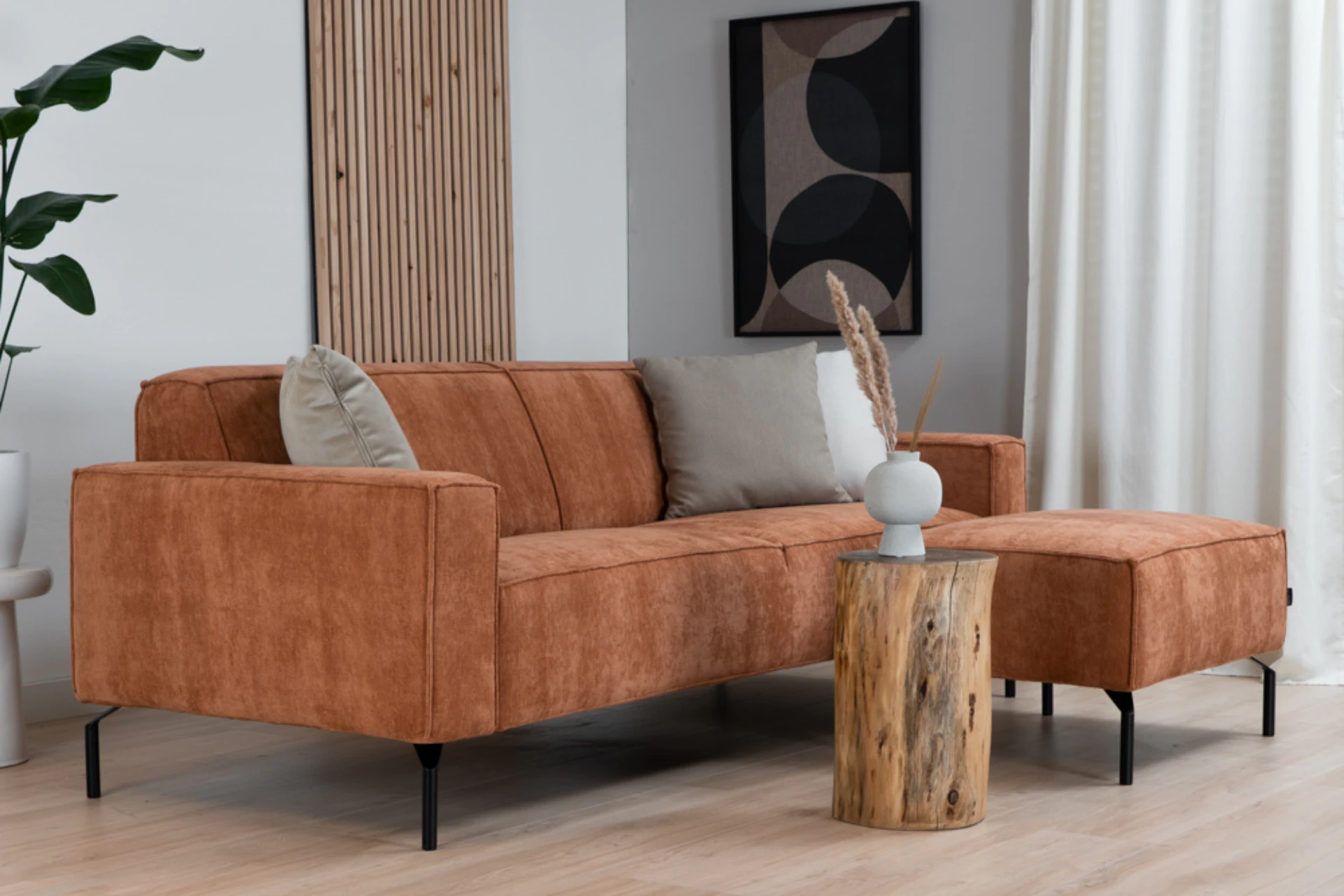 Luwes 3Z POL | modern sofa in recycled polyester with metal Sustainable, comfortable and modern sofa in recycled polyester with a black metal base. 3-seater designer sofa in mixed fabric - TEAK2.