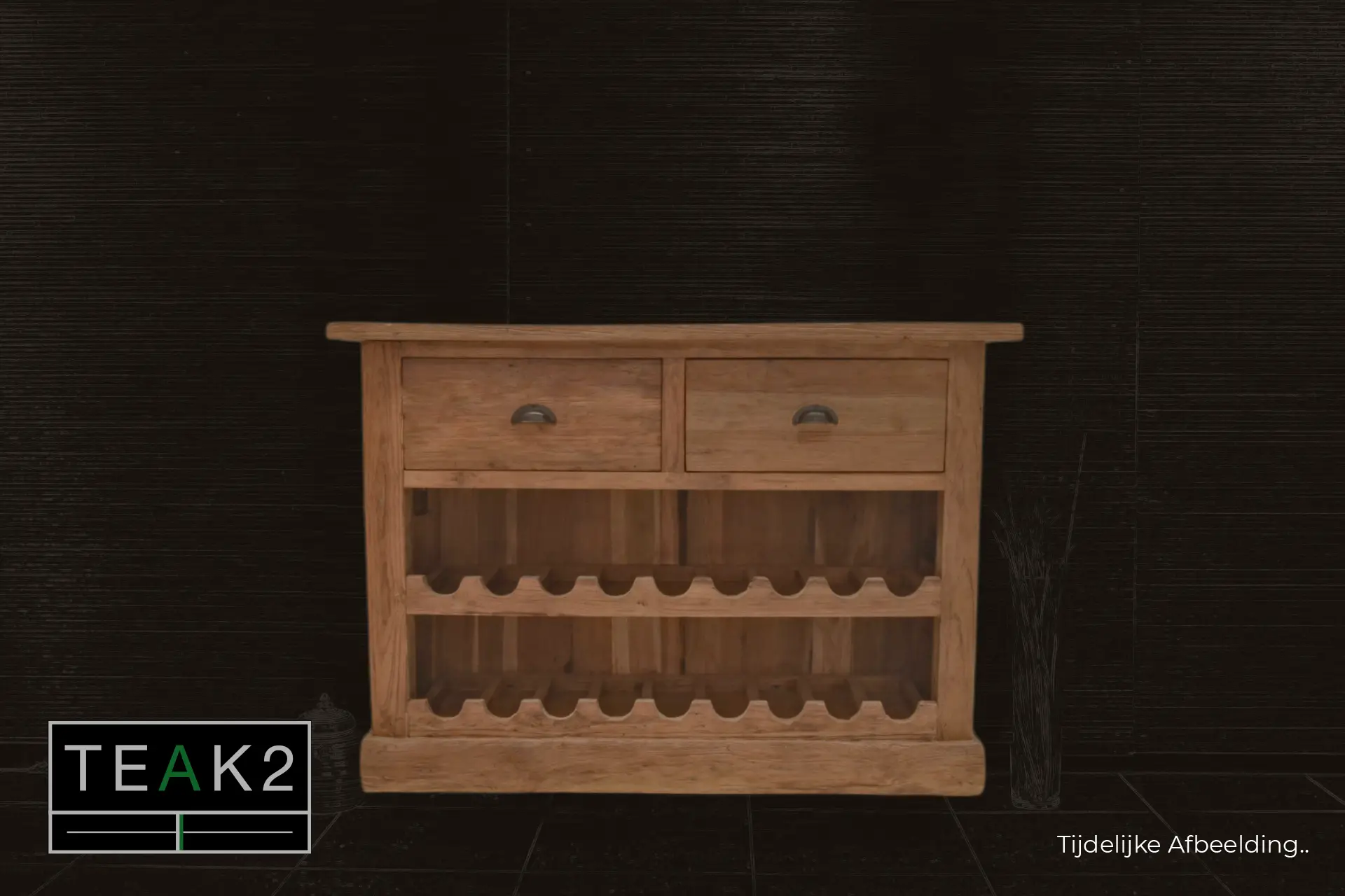 Teak Angur D60-160 | teak wine rack, sideboard bottle storage - TEAK2 Teak wine rack, sideboard for storing bottles of wine or other drinks. Rustic, separate wooden sideboard with drawers from furniture store TEAK2.