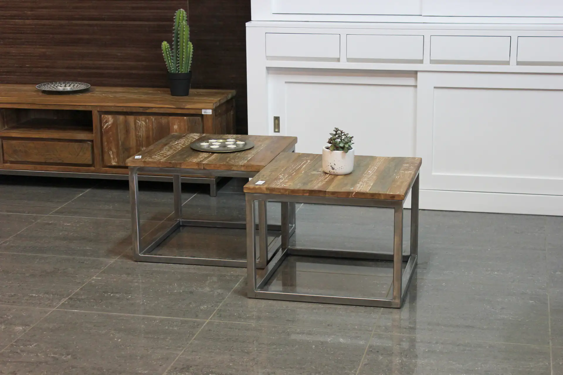 Teak Babut S60-120ML Old | industrial coffee table, teak side table Industrial coffee table or small side table in teak and metal. Modern square or rectangular coffee table, design - TEAK2.