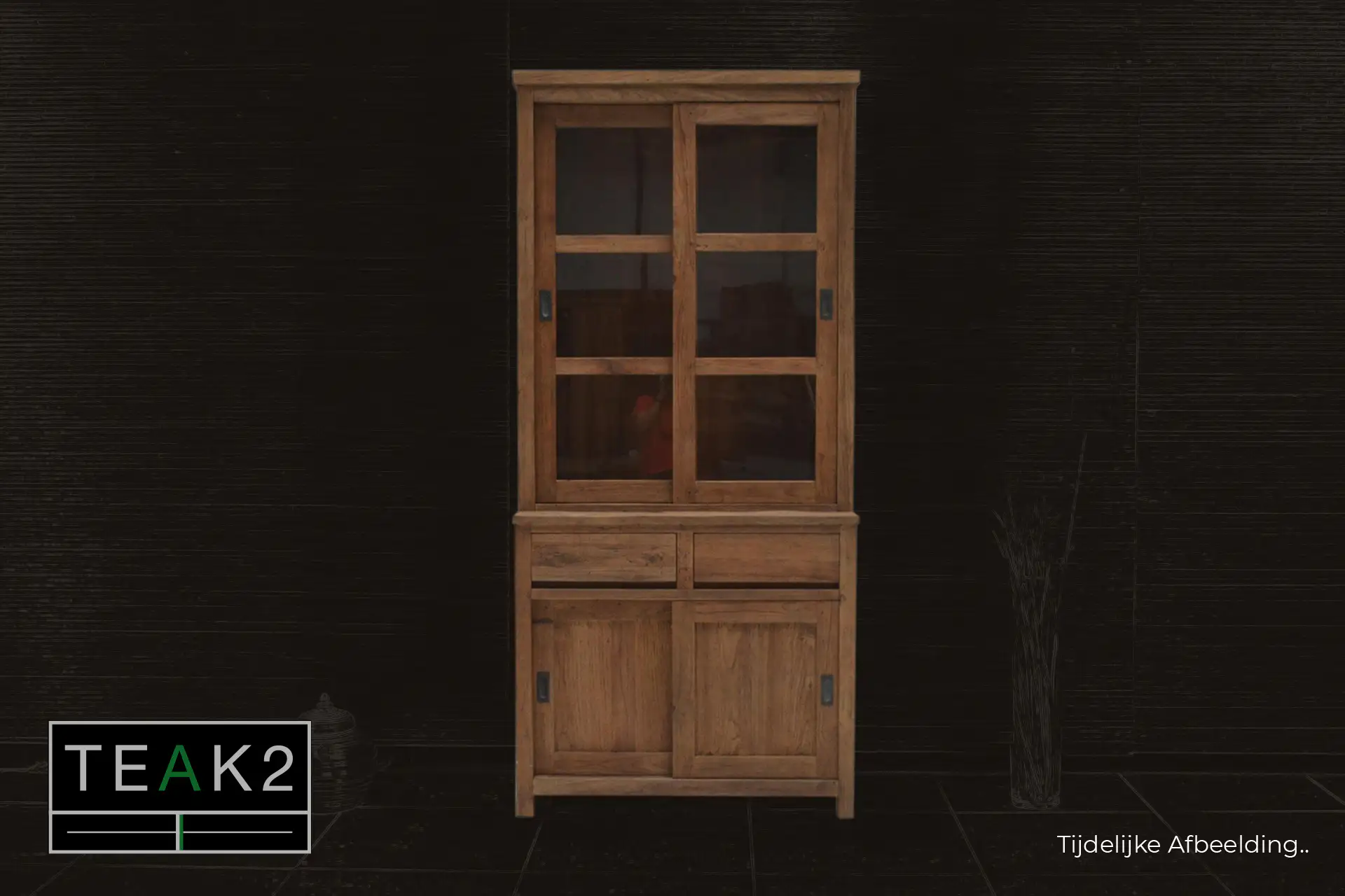 Teak Baru 100-300L Old | vaisselier design en teck vieilli Vaisselier design en bois de teck ancien. Vaisselier exclusif au style épuré et minimaliste. Vaisseliers en teck - TEAK2.