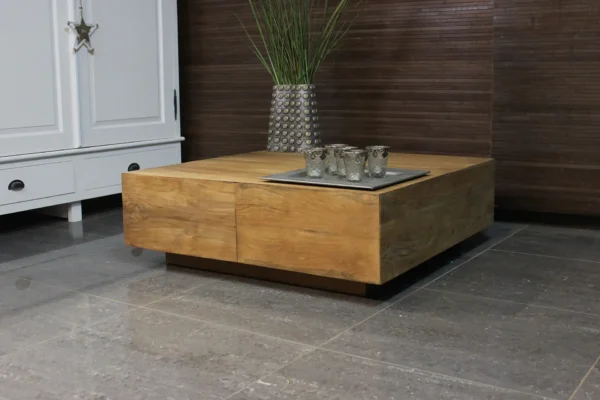 Minimalistischer Couchtisch aus Holz, glattes Teakholz aus Indonesien. Hochwertiges Teakholz, minimalistischer Couchtisch aus Teakholz – Möbelgeschäft TEAK2.