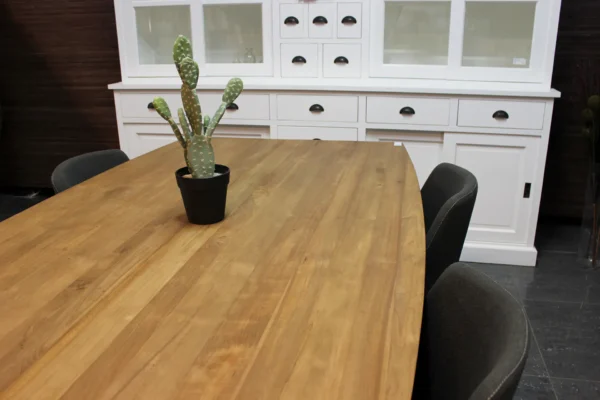 Teak retro eettafel Scandinavisch design. Teakhouten eettafel of eetkamertafel met apart retro onderstel, Scandinavische stijl - TEAK2.