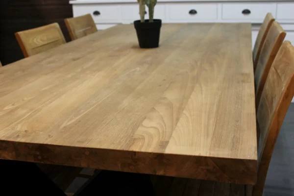 Esstisch im Teak-Design mit Metallbeinen, verschiedene Modelle: M-Beine, U-Beine, X-Beine und mehr! Design-Esszimmer- oder Küchentisch – TEAK2.