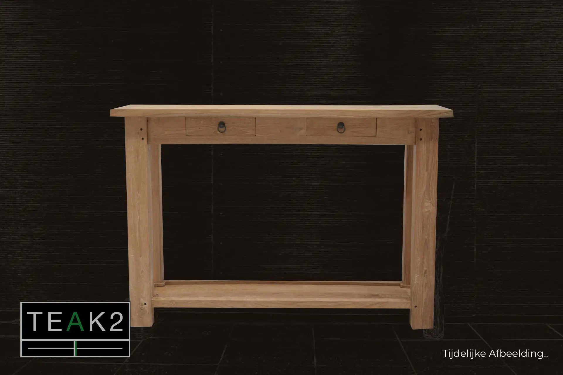 Teak Ketang D100-200I 2 | small side table with bottom shelf Small side table with bottom shelf in untreated teak with drawers. Slim side table in smooth teak - TEAK2.