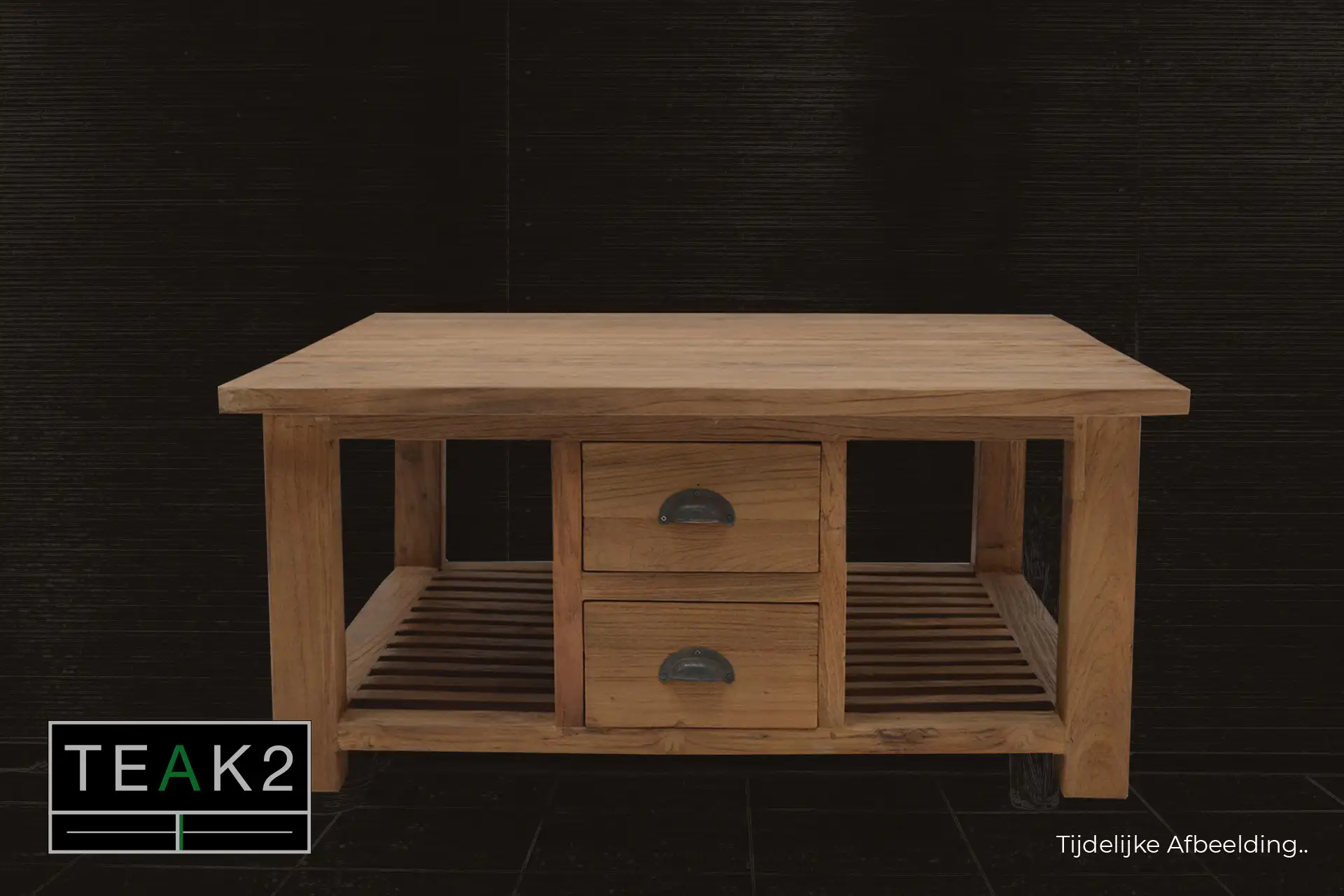 Teak Kotak S120-160(I) Old | rectangular coffee table with drawers Rectangular coffee table with drawers in the middle or diagonally. Brushed old teak coffee table or side table at TEAK2.