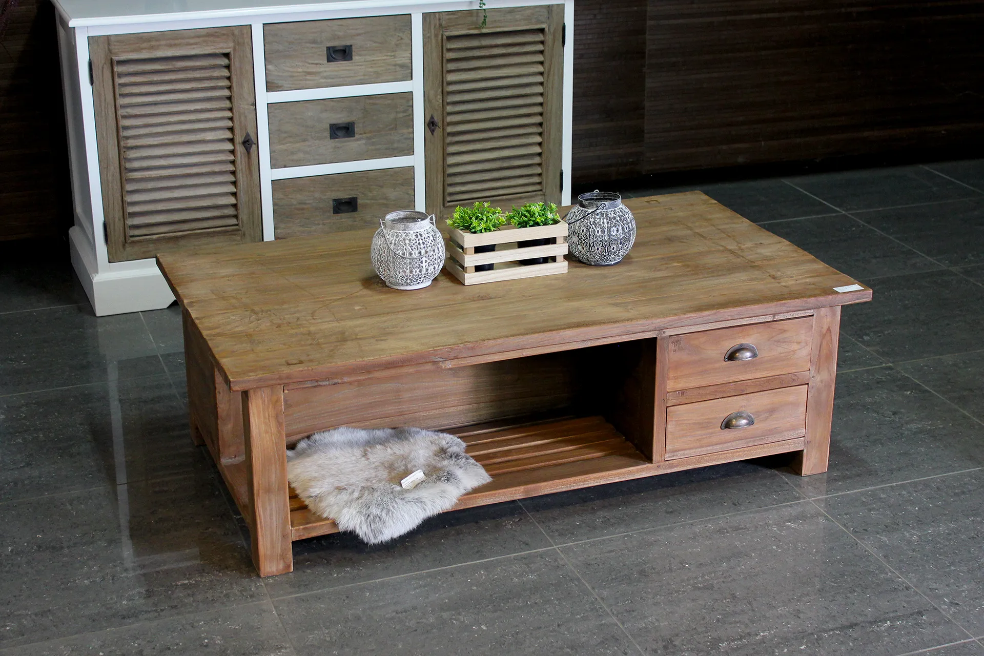 Teak Kotak S120-160(I)L Old | rectangular rustic coffee table Rectangular rustic coffee table in old teak. Teak coffee tables from Indonesia, beautiful quality. Teak furniture - TEAK2.