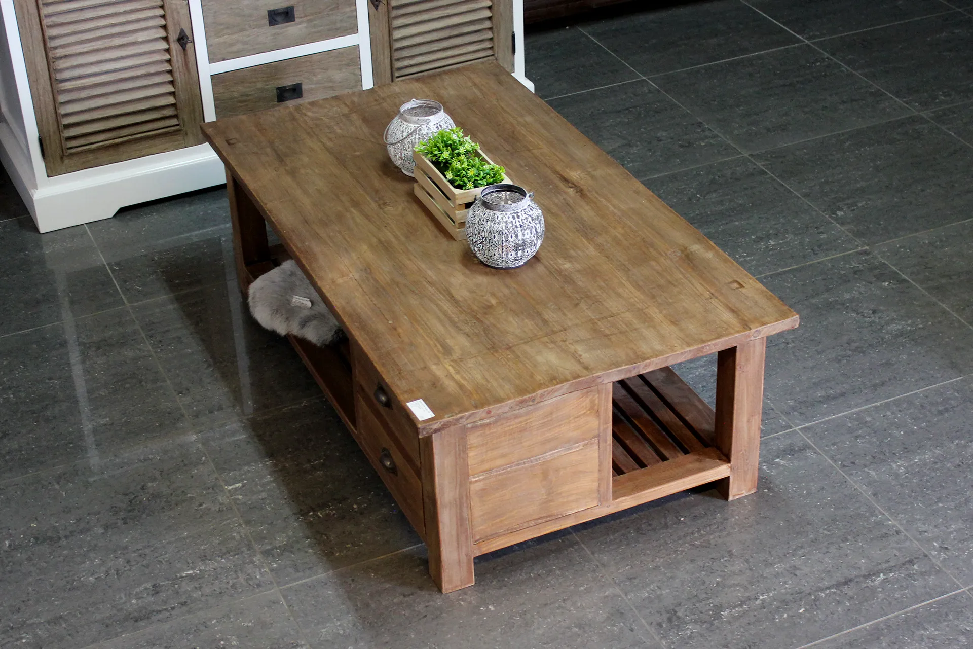 Teak Kotak S120-160(I)L Old | rectangular rustic coffee table Rectangular rustic coffee table in old teak. Teak coffee tables from Indonesia, beautiful quality. Teak furniture - TEAK2.