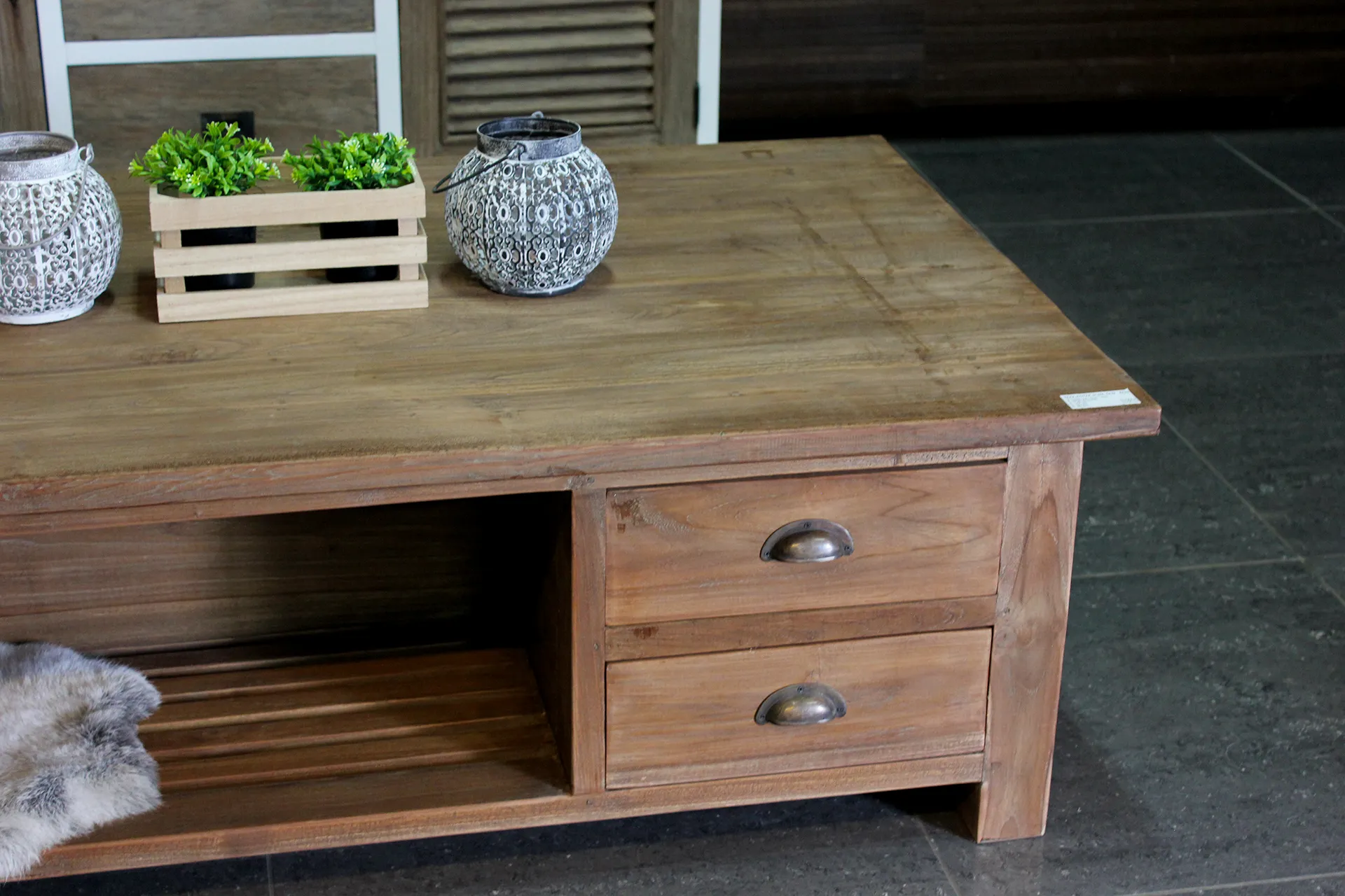 Teak Kotak S120-160(I)L Old | rectangular rustic coffee table Rectangular rustic coffee table in old teak. Teak coffee tables from Indonesia, beautiful quality. Teak furniture - TEAK2.