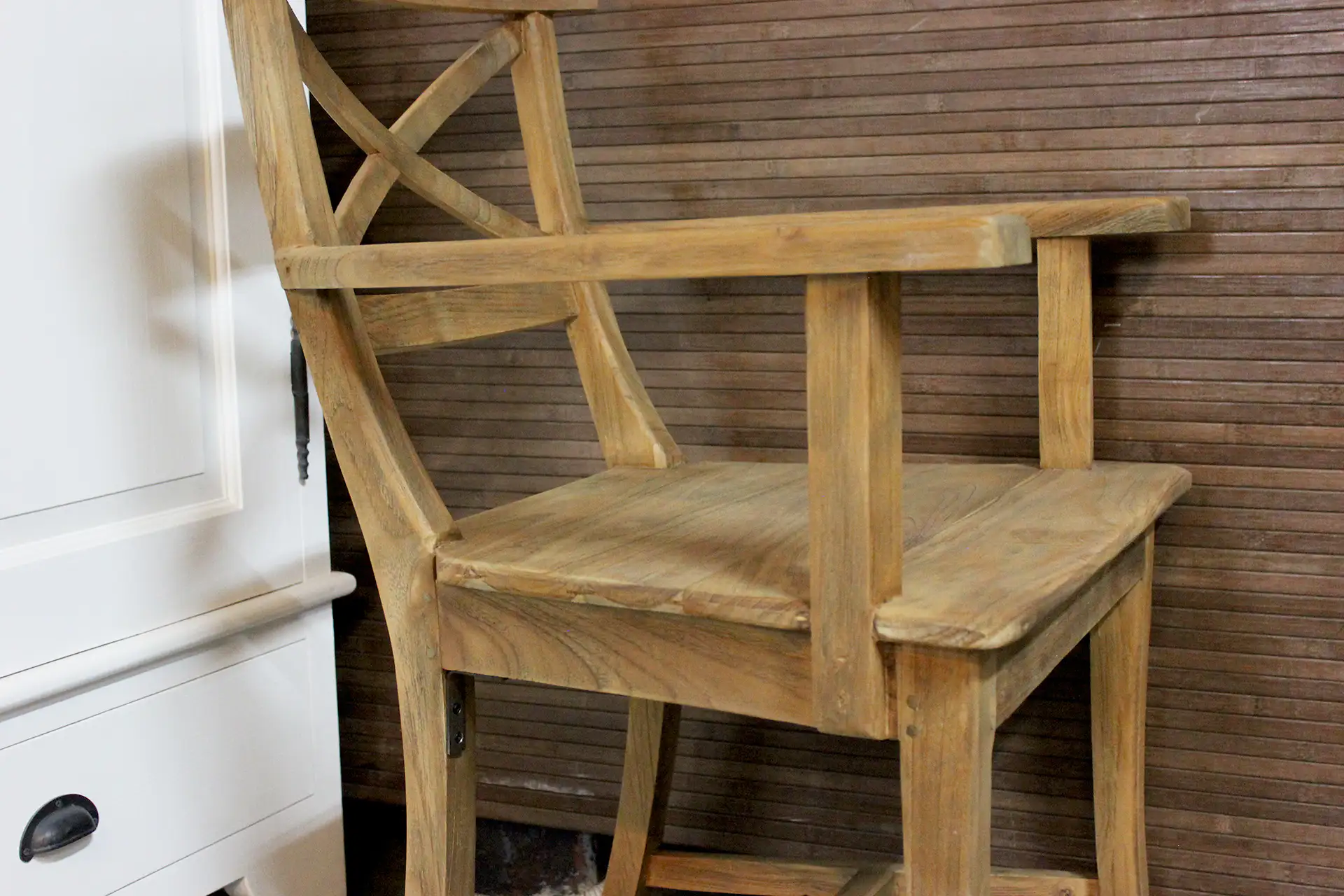 Teak Kursi Palang L-Old ARM | rustic dining chair with arm Teak rustic dining chair with armrests in beautiful old teak. Comfortable and solid construction - TEAK2.