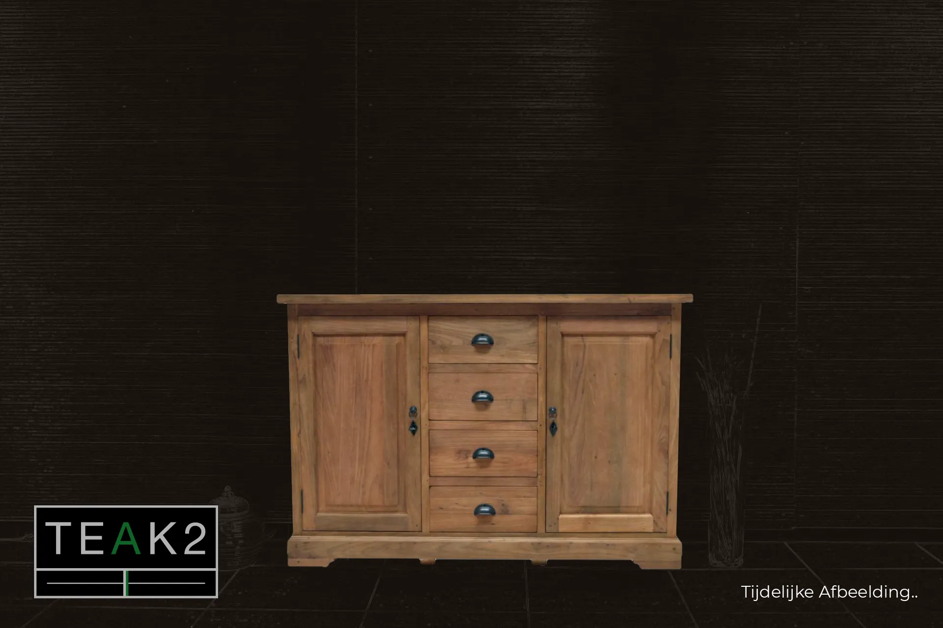 Teak Lebar D150-250T Old | buffet en teck de style rustique avec tiroirs Buffet en teck de style campagnard avec tiroirs et portes battantes. Buffets en teck de style campagnard, qualité et savoir-faire artisanal indonésien - TEAK2.