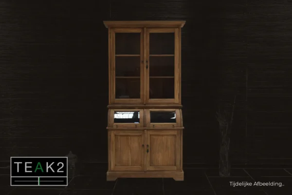 Oude teak grutterskast met bolle kleppen, massief oud teakhout. Exclusieve, landelijke buffetkast in teak uit Indonesië - TEAK2.