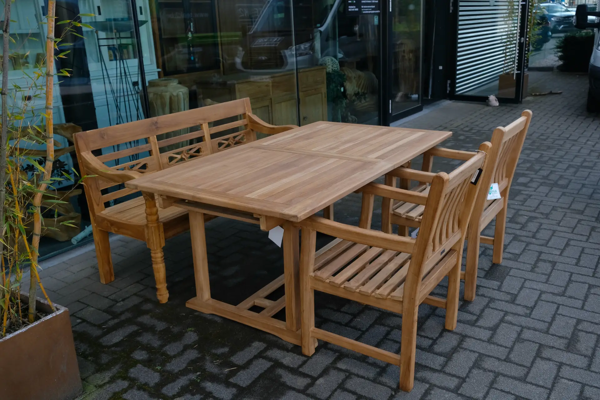 Teak Perluas O180U240 | table de jardin extensible en teck Table de jardin moderne extensible en teck, fines lattes de teck. Disponible en modèle droit et rond - TEAK2.