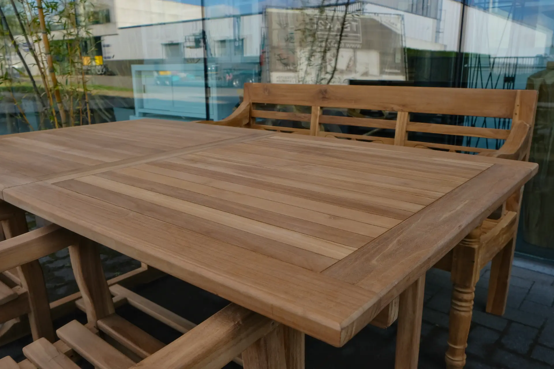 Teak Perluas O180U240 | table de jardin extensible en teck Table de jardin moderne extensible en teck, fines lattes de teck. Disponible en modèle droit et rond - TEAK2.