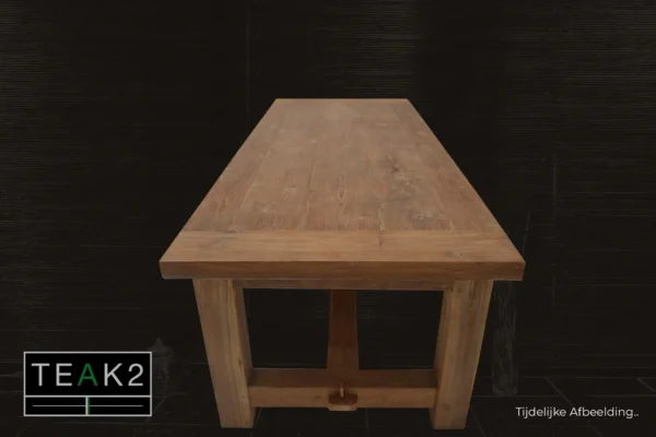 Exclusive dining table in sturdy teak. Teak dining table in sturdy old teak, thick legs in H-profile & X-beam - TEAK2.