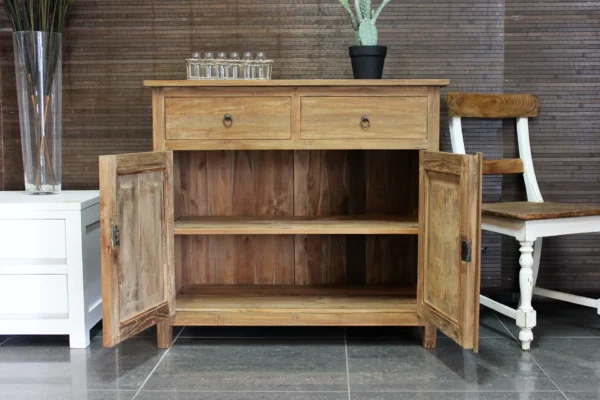 Stijlvol teakhouten dressoir in landelijk moderne uitstraling. Prachtig uitgevoerd in oud teak, kwaliteit uit Indonesië - TEAK2.