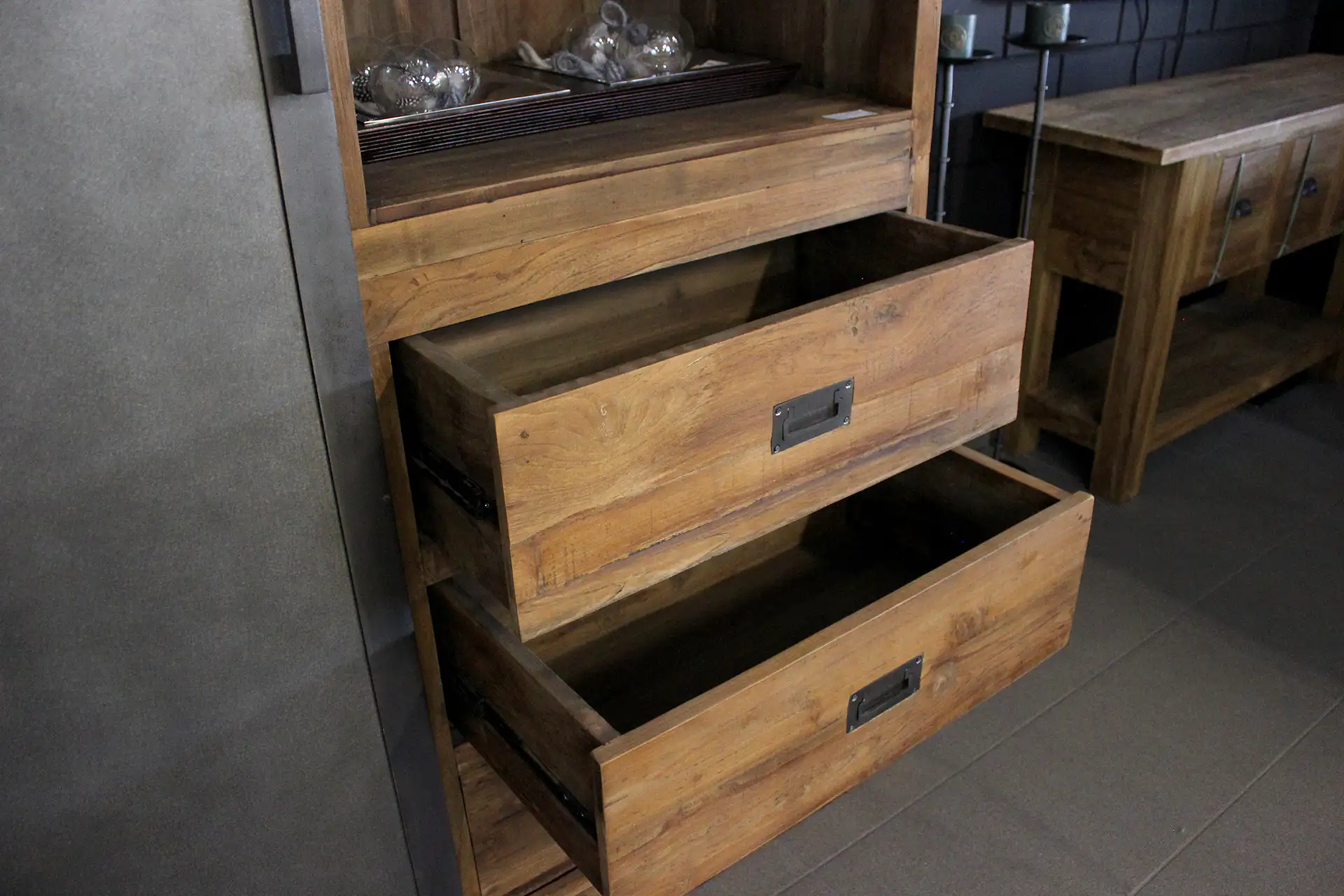 Teak Tangga 220ML Old | industrial buffet cabinet teak, iron door Industrial teak buffet cabinet with iron sliding door. Teak buffet cabinet with an industrial look - TEAK2.