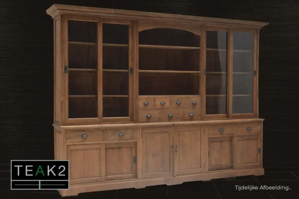 Large rustic buffet cabinet in old teak. Exclusive cabinet with lots of storage space, sliding doors and drawers - TEAK2.